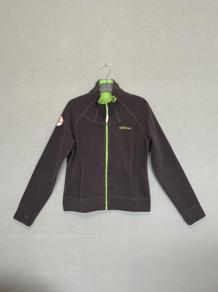 Grijs en limoengroene fleece trui van Oxbow (L), Kleding | Dames, Truien en Vesten, Zo goed als nieuw, Maat 42/44 (L), Grijs, Ophalen of Verzenden