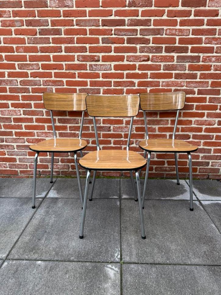 Set van 3 vintage Formica stoelen — jaren ’60, Huis en Inrichting, Stoelen, Zo goed als nieuw, Ophalen