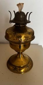 Antieke messing olielamp, Ophalen of Verzenden, Koper