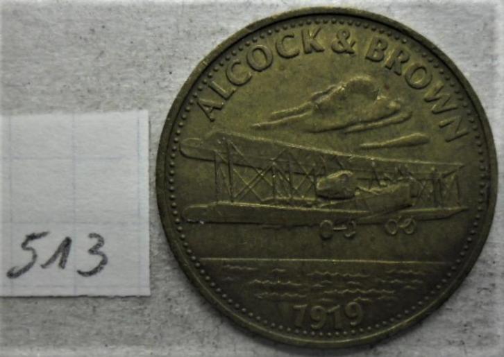 Schelp 26mm penning ALCOCK BROWN messing, Postzegels en Munten, Penningen en Medailles, Overige materialen, Ophalen of Verzenden