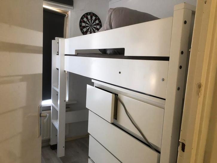 Half-hoogslaper 90x200 hout, Huis en Inrichting, Slaapkamer | Stapelbedden en Hoogslapers, Gebruikt, Hoogslaper, 90 cm, 200 cm