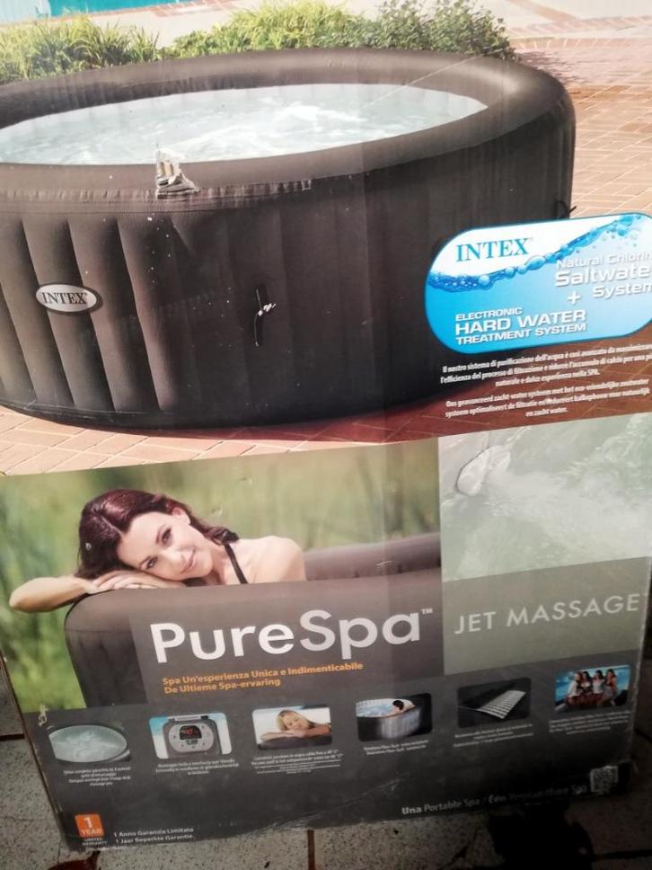 PureSpa Intex Jacuzzi - Jet Massage, Tuin en Terras, Bubbelbaden en Hottubs, Gebruikt, Opblaasbaar, Afdekzeil, Grondzeil, Filter