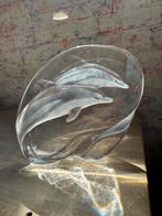 Duo met kristallen dolfijnen in lood, Antiek en Kunst, Antiek | Glaswerk en Kristal, Ophalen of Verzenden