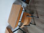 Vintage school bureaus + stoel 2x, Ophalen, Gebruikt, Bureau