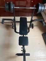 Banc de musculation + 25kg de disques + barre, Enlèvement, Comme neuf, Bras, Banc d'exercice