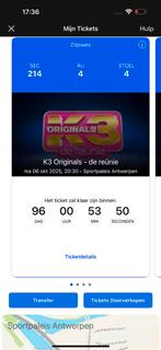 K3 reunie 6/10 2 tickets