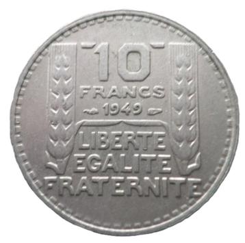 FRANCE. 10 francs Turin , petite tête -année 1949