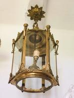 Prachtige antieke hallamp met facet geslepen glas, Ophalen of Verzenden, Glas