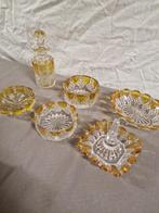 Un meuble vasque Val Saint Lambert jaune blanc - Cristal, Antiquités & Art, Antiquités | Verre & Cristal, Enlèvement ou Envoi