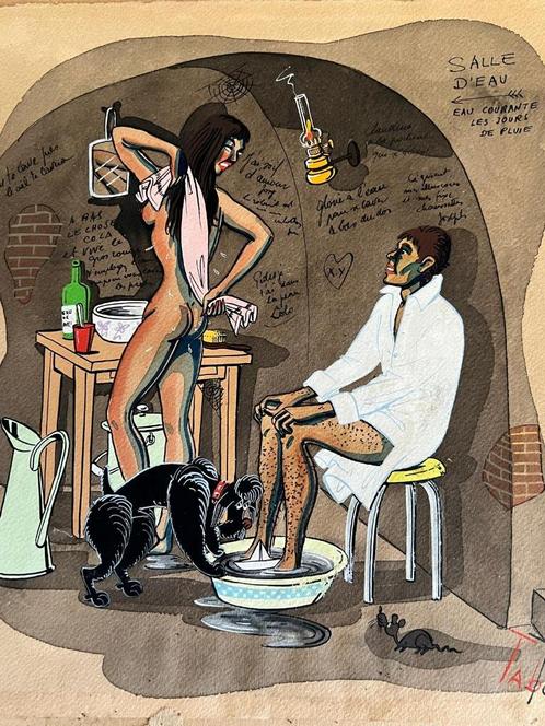 Origineel werk van Claude Coullet (Tabou) – jaren ’50, Antiek en Kunst, Kunst | Schilderijen | Klassiek, Verzenden