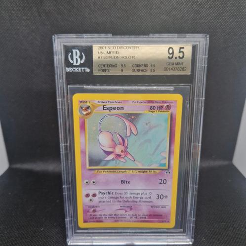 Espeon Holo Unlimited Neo Discovery BGS 9.5, Hobby en Vrije tijd, Verzamelkaartspellen | Pokémon, Zo goed als nieuw, Ophalen of Verzenden