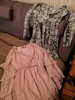 2 frivole kleedjes S/M met elastic taille roze slangenprint, Ophalen of Verzenden, Zo goed als nieuw, Maat 36 (S)