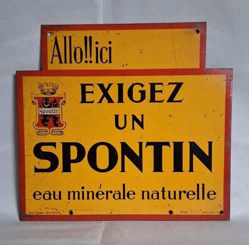 Plaque publicitaire à eau Spontin 1933, Collections, Marques & Objets publicitaires, Utilisé, Panneau publicitaire, Enlèvement ou Envoi