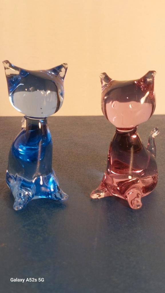 Twee prachtige katjes., Antiek en Kunst, Antiek | Glaswerk en Kristal, Ophalen of Verzenden