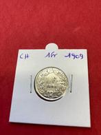 Zwitserland 1 franc 1909 zilver, Zilver, Ophalen of Verzenden