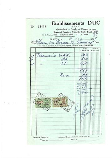 Ancienne facture 1959, Enlèvement ou Envoi, Utilisé