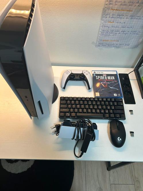 Plastation 5 disk versie met gaming setup, Games en Spelcomputers, Spelcomputers | Sony PlayStation 5, Zo goed als nieuw, Playstation 5