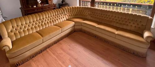 Vintage 70 er jaren hoekbank salon zetel fauteuils franjes, Verzamelen, Retro, Ophalen