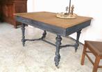 Stoere Antieke Franse tafel in eik L 130 B 95 H 78 blad 2.5, Ophalen