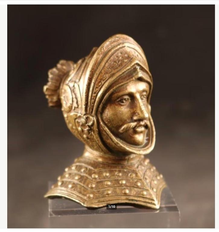 Antiek bronzen kopje van een ridder, Antiek en Kunst, Antiek | Woonaccessoires, Ophalen