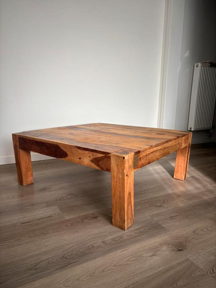 Massief houten salontafel, Huis en Inrichting, Tafels | Eettafels, Zo goed als nieuw, 50 tot 100 cm, 100 tot 150 cm, Vijf personen of meer