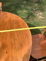 Houten tafel en 4 stoelen, Huis en Inrichting, Ophalen, Gebruikt, Rond, 150 tot 200 cm