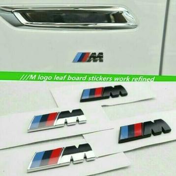 2x Bmw M power spatbord zijlogos>zwart/zilver 45 mm x 15 mm beschikbaar voor biedingen