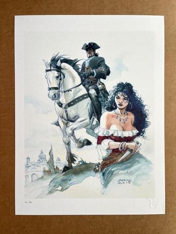 Marini - Aquarel illustratie - Schorpioen te paard & Méjaï beschikbaar voor biedingen