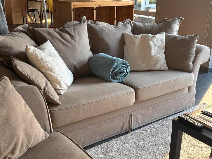 SET: 3- en 2-zit zetels in landelijke stijl, kleur taupe, Maison & Meubles, Canapés | Salons, Enlèvement