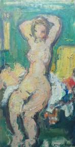 KAREL JAN VAN DEN HEUVEL / NAAKT / OLIEVERF PANEEL / 55x28cm, Antiek en Kunst, Ophalen of Verzenden