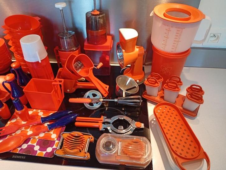 Unieke collectie vintage objecten uit de jaren 70 in oranje, Verzamelen, Retro, Ophalen