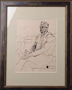 117- Inkttekening op papier . Gesigneerd H. Malfait, Antiek en Kunst, Kunst | Schilderijen | Klassiek, Ophalen of Verzenden
