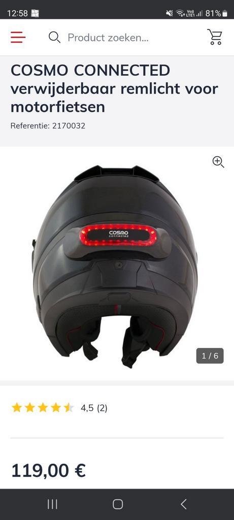 Cosmo connected remlicht, Motoren, Kleding | Motorhelmen, Dames, Heren, Kinderen, M, Nieuw zonder kaartje, Ophalen of Verzenden