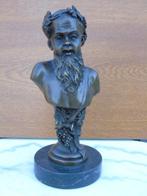 Buste van BACCHUS in brons gesigneerd op marmer, Ophalen, Brons