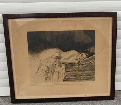eau forte epreuve d artiste signe henri thomas, Antiek en Kunst, Kunst | Etsen en Gravures, Ophalen of Verzenden