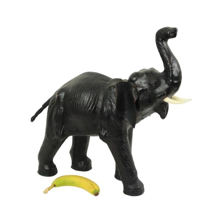 Grote Vintage Lederen Olifant Omersa Stijl Beeld Sculptuur 5, Antiek en Kunst, Kunst | Beelden en Houtsnijwerken, Ophalen of Verzenden