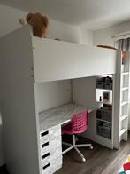 Witte Hoogslaper, bureau, kast, bureaustoel Ikea, Kinderen en Baby's, Kinderkamer | Stapelbedden en Hoogslapers, Gebruikt, Hoogslaper