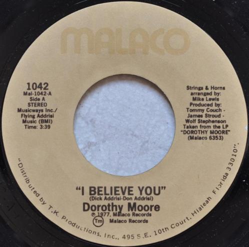 Dorothy Moore - I Believe You / Love Me '7 single, CD & DVD, Vinyles | R&B & Soul, Comme neuf, Soul, Nu Soul ou Neo Soul, 1960 à 1980