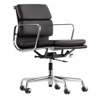Vitra Eames 217 Zwart lederen bureaustoel beschikbaar voor biedingen
