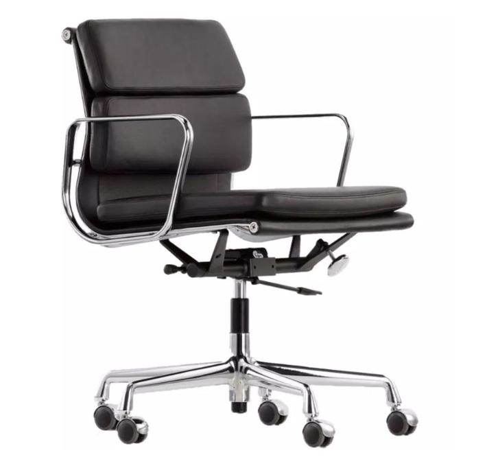 Vitra Eames 217 Zwart lederen bureaustoel, Huis en Inrichting, Bureaustoelen, Zo goed als nieuw, Bureaustoel, Zwart, Ophalen