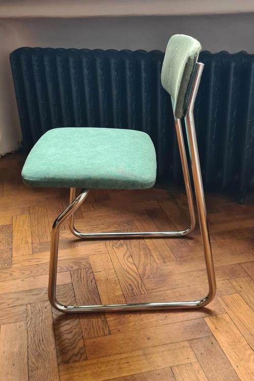 Unieke zeldzame vintage stoel chroom bauhaus Italië, Huis en Inrichting, Stoelen, Gebruikt, Stof, Ophalen