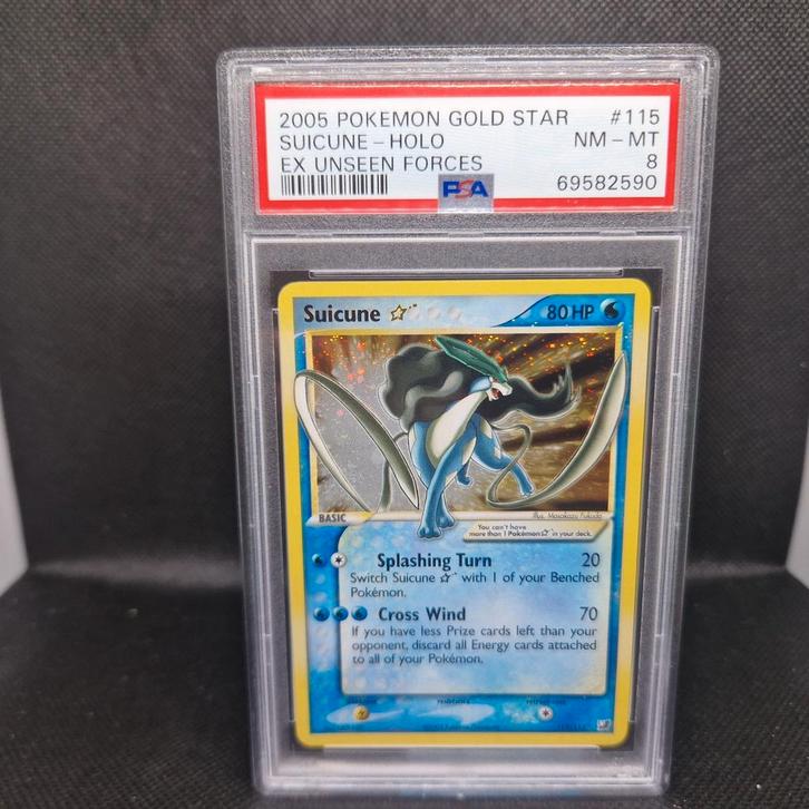 Suicune Holo Ex Unseen Forces Gold Star PSA 8, Hobby en Vrije tijd, Verzamelkaartspellen | Pokémon, Zo goed als nieuw, Ophalen of Verzenden