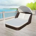 Chaise longue avec auvent en rotin synthétique, Ophalen, Zo goed als nieuw, Kunststof