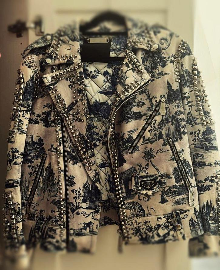 Philipp Plein Special Edition Leren Jas, Kleding | Dames, Jasjes, Kostuums en Pakken, Zo goed als nieuw, Ophalen of Verzenden