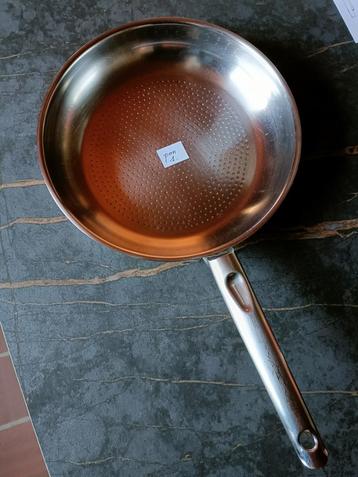 inox braadpan met deksel, Enlèvement, Utilisé, Inox, Poêle à frire ou Sauteuse