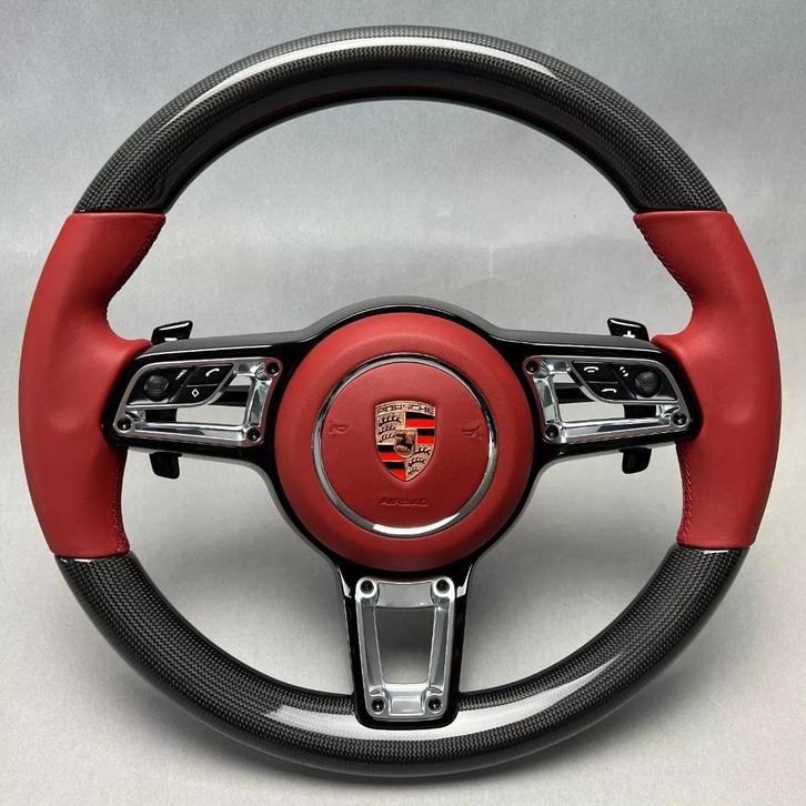 Porsche rood leer carbon stuur upgrade PDK, Auto-onderdelen, Besturing, Porsche, Nieuw, Ophalen of Verzenden