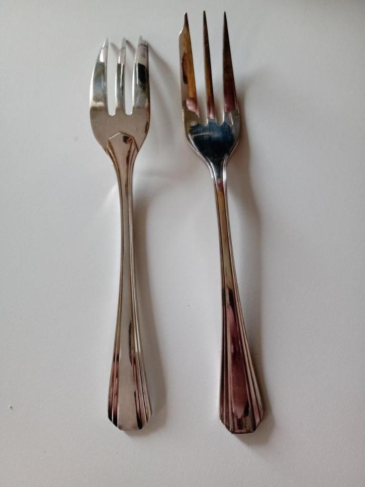 Christofle Set van 12 antieke Art Deco taartvorkjes, Huis en Inrichting, Keuken | Bestek, Zilver, Ophalen of Verzenden