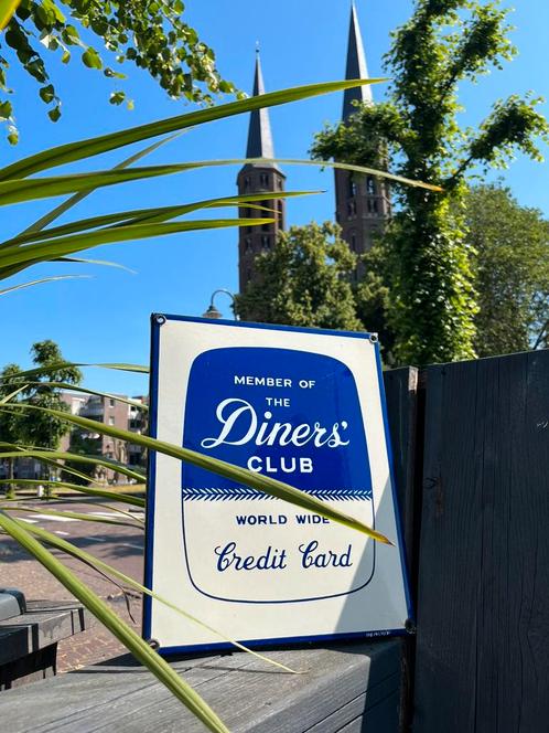 Diner’s Club Emaille Reclamebord, Verzamelen, Merken en Reclamevoorwerpen, Gebruikt, Reclamebord, Ophalen