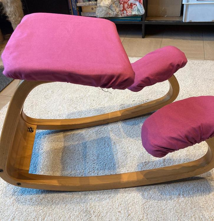 balansstoel stokke, Huis en Inrichting, Stoelen, Gebruikt, Eén, Hout, Stof, Overige materialen, Overige kleuren, Ophalen