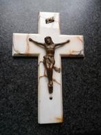 Ancien crucifix en marbre blanc avec bronze cuivré religion, Collections, Enlèvement ou Envoi